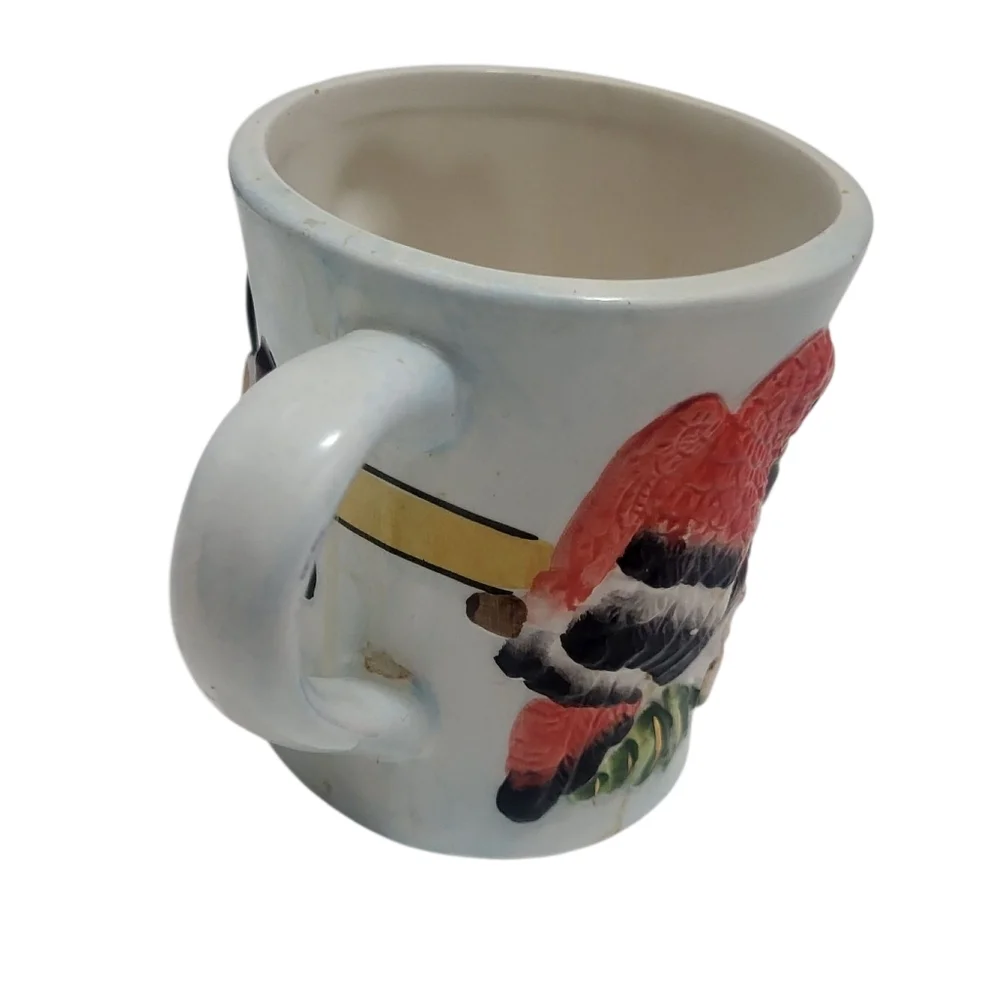 Vintage Embossed Tropical Bird & Flower Mug